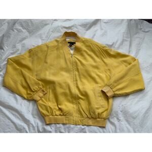 Vintage Tulliano Men's Large Yellow Silk Bomber Jacket